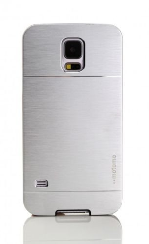 For Samsung Galaxy S5 I9600, Silver Mobile Case Cover, Motomo Hard Metal Phone Case Cover