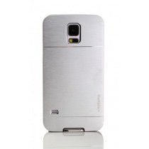 For Samsung Galaxy S5 I9600, Silver Mobile Case Cover, Motomo Hard Metal Phone Case Cover