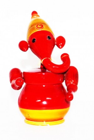 Etikoppaka Wooden Dancing Ganesha(Red)